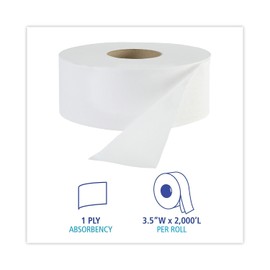 Boardwalk 6101 JRT Jr. Bath Tissue, Jumbo, 1-Ply, 3 5/8-Inch x 2000ft, 9-Inch dia, White, 12/Carton