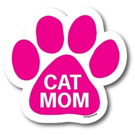 Magnet Me Up Cat Mom Pink Pawprint Magnet Decal, 5 Inch, Heavy Duty Automotive Magnet for Car Truck SUV
