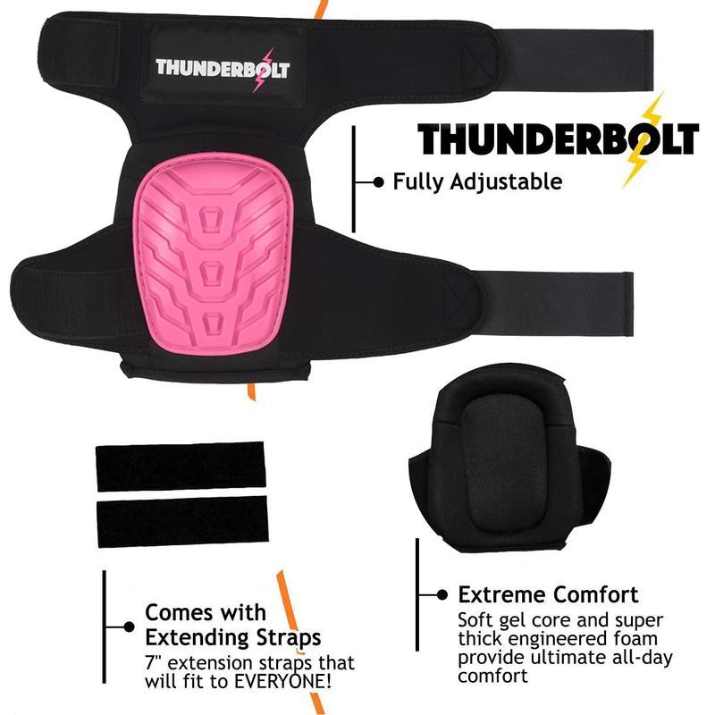 Thunderbolt Womens Knee Pads for Work - Black Design, Comfortable