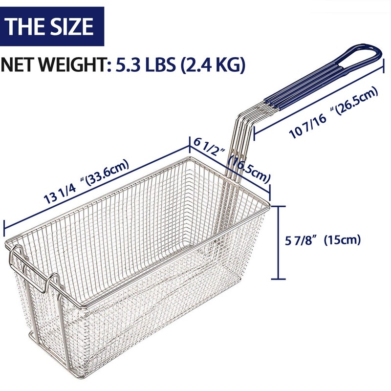 2PCS Deep Fryer Basket With Non-Slip Handle Heavy Duty Nickel