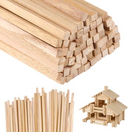 60 Pcs Wood Sticks, Tung Wooden Sticks for Craft, Square Long Wood Strips, Unfinished Wooden Dowel Rods for DIY Handmade Models, Art, Home Decoration (6 x 6 x 300mm)