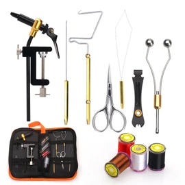 Fly Tying Tools Kit with Fly Tying Threader Needle Whip Finisher Scissors Fly Tying Kits for Flying Fishing Professionals Beginners 20.5cm Binding Hook Pliers Set