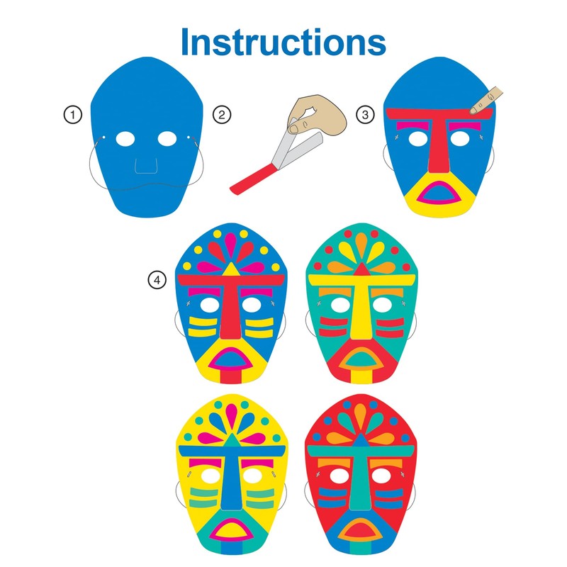 Baker Ross FN013 Tribal Mask Kits - Pack of 8,