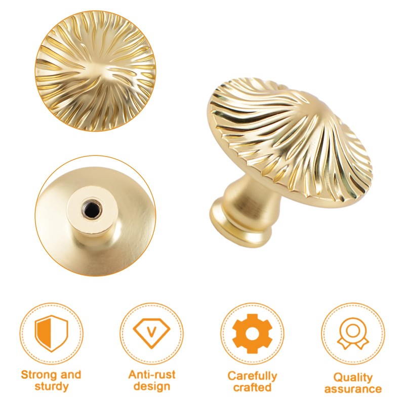 MOROBOR 4 Pack Brushed Gold Cabinet Knobs, Solid Zinc Alloy