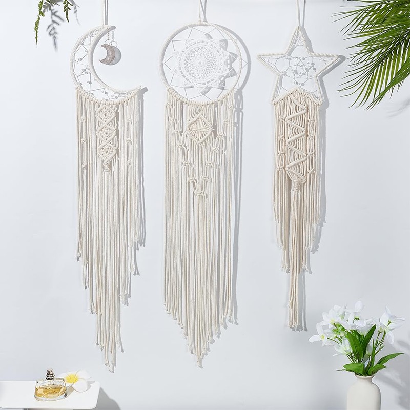 FREEBLOSS 3 Set Moon and Star Macrame Kit Star Moon