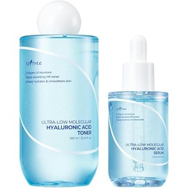 ISNTREE Ultra-Low Molecular Hyaluronic Acid Toner 300ml, 10.14 fl oz + Ultra-Low Molecular Hyaluronic Acid Serum 50ml, 1.69 fl oz