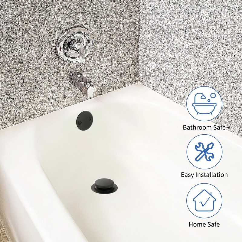 Matte Black Bathtub Drain Tip-Toe Tub Trim Set with Two-Hole