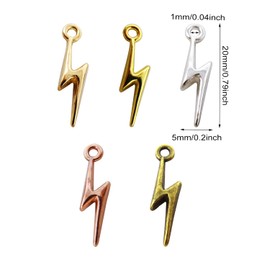 Honbay 120PCS Alloy Lightning Bolt Charms Pendant Mini Flash Thunder Dangle Charms for Earring Necklace Bracelet Keychain Jewelry Craft Making (6 Color)