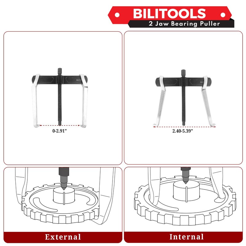 BILITOOLS 3" 2-Jaw Gear Puller, Internal External for Removal of