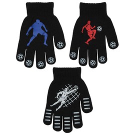 MAGIC GLOVES Boys Pattern Winter Gripper Gloves - Kids 3 Pairs (One size) (One size)