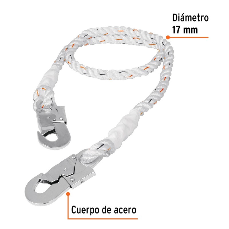 Truper CAB-5489-15, Cable de posicionamiento con 2 ganchos, 1.5 m