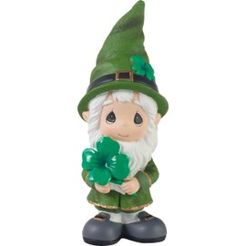 Precious Moments St. Patrick's Day Figurine | I’m Lucky and I Gnome It Resin Figurine | Gnome with Lucky Shamrock | Home Decor & Gift | Hand-Painted