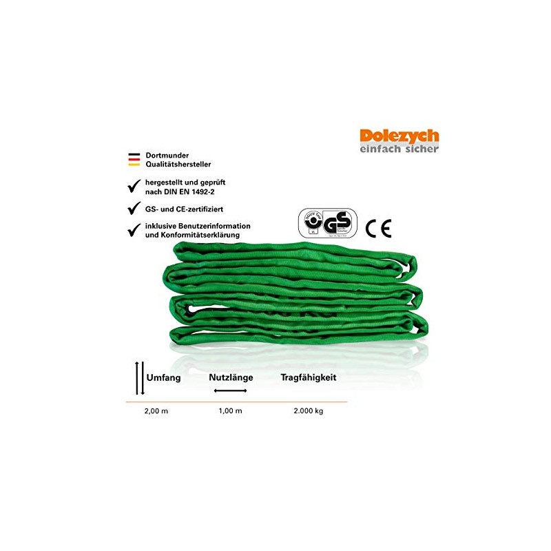 Dolezych Double Sheathed Round Sling 2000 kg Load Capacity 1