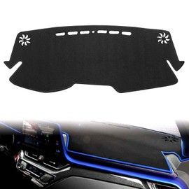 PGTOPONE Custom Fit Dashboard Black Center Console Cover Dash Mat Protector Sunshield Cover Pad Carpet for 2017-2022 Toyota CHR CH-R (Black)