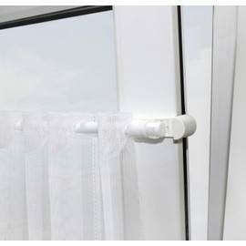 GARDINIA Klemmträger für Vitragestangen/Caféhausstangen, 2 Stück, Montage ohne Bohren und Schrauben, Klemmhalter, Metall/Kunststoff, Weiß