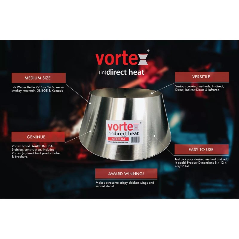 Vortex Medium BBQ Vortex™ BGE Kamado Kettle Charcoal Direct Indirect