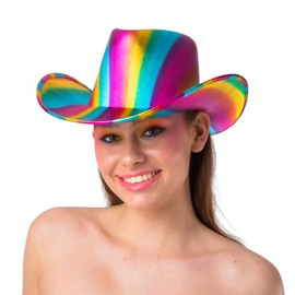 Wicked Costumes Adult Texan Cowboy Hat Fancy Dress Party Accessory (Metallic Rainbow)
