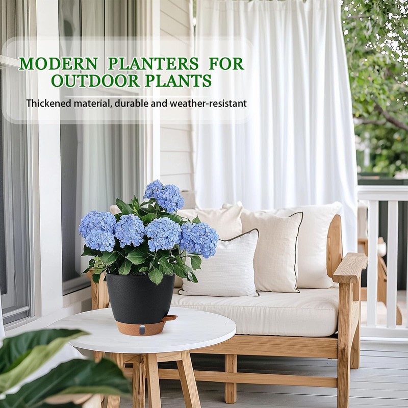 Fielda 2 Pack 8 Inch Pots for Plants Indoor, Plastic