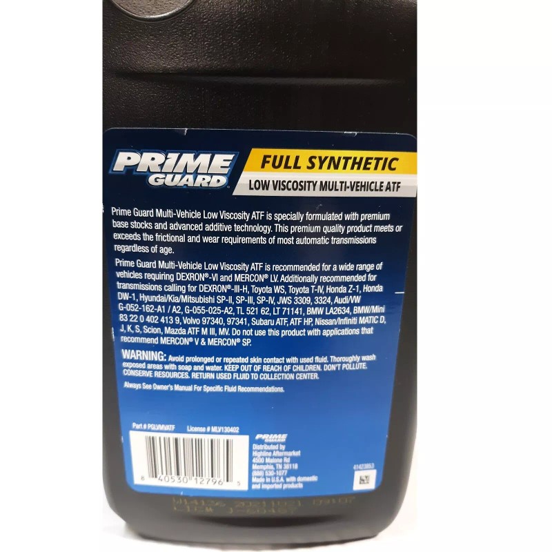 Prime Guard Multi Vehicle Full Synthetic Low Viscosity Automatic Transmission