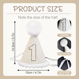 QIUJALE Boho 1st Birthday Hat for for Girls Boys, First Birthday Celebration Hat for Party Decorations (Beige)