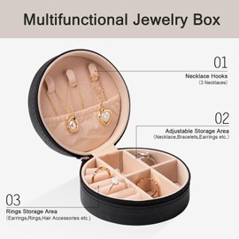 6 Pack Volleyball Mini Travel Jewelry Case Portable Black Round Volleyball Stuff Jewelry Organizer Storage Case for Christmas Sports Team Club Birthday Goodie Favors Gifts (Black Volleyball)