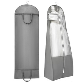 ANZORG 70" Bridal Wedding Dress Bag for Long Gowns Travel Garment Bag for Prom Evening Dress Petticoat With 15.7" Gusset (GREY)