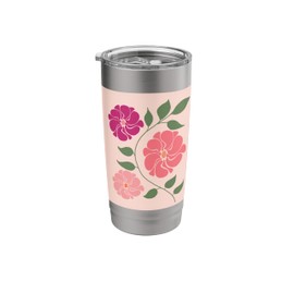 Neutral Color Minimalist Flowers Design Stainless Steel Insulated Tumbler