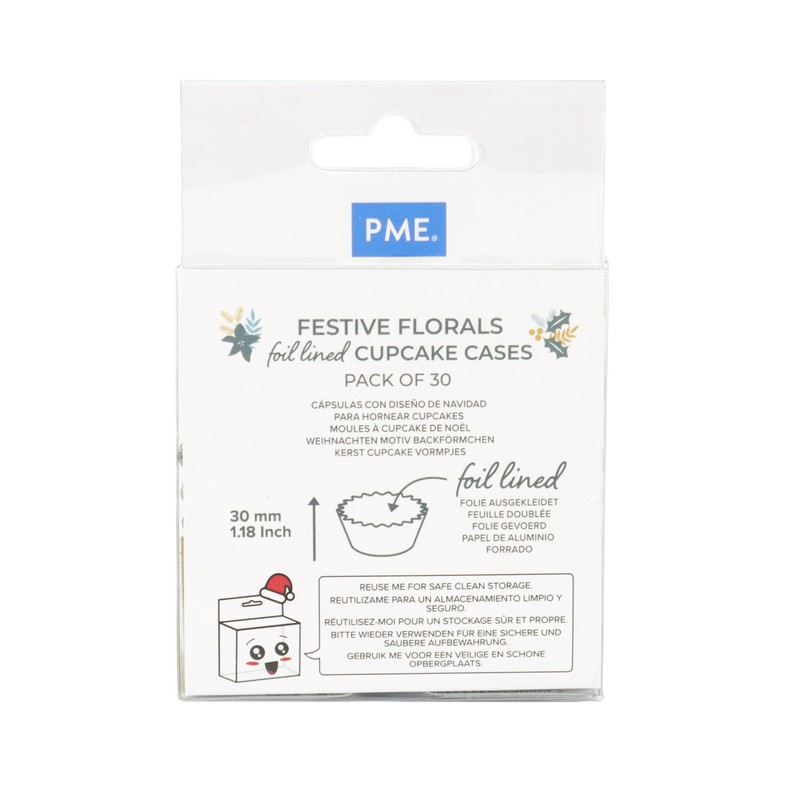 PME Foil Lined Cupcake Cases - Floral Festives, Pack of