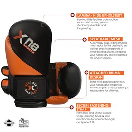 XN8 Boxing Gloves for Training Punch bag-Lamina Hide Leather Mitts For Fighting- Sparring- Muay Thai- Kickboxing-Great for Double End Speed Ball and Focus Pads Punching