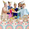 Doyomtoy Rainbow Boho Party Tableware, Pack of 61 Birthday Party