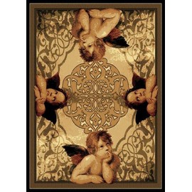 Designer Home Epoch Area Rug 910-06850 Cherubs Black Cherubs Angels 5' 3" x 7' 2" Rectangle