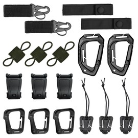 INLAZTIM Pack of 18 Molle Accessories Carabiner Clips Molle System Belt Loops Molle Strap Attachments for Tactical Backpacks Bag Vest (Black)