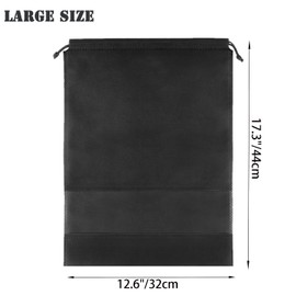 YMCCOOL 12pcs Non-woven Shoe Bags for Travel 12.6" X 17.3" Portable Shoe Bags with Clear Window, Large Drawstring Dustproof Travel Shoe Storage Bag for Men & Women, Black,XL Size
