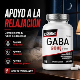 Gaba 1200mg por porción | Apoya la Relajación y el Descanso, GABA Essential Testrol, 200 Cápsulas.