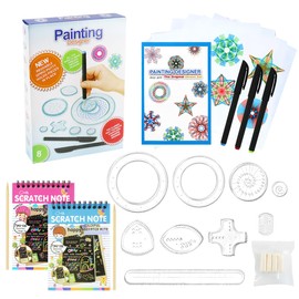 PJHAJH 32 Piece Spiral Drawing Toy Set, Drawing Flower Ruler Toy, Spirograph Design Set, DIY Painting, Creative Design, Suitable for Adults and Children