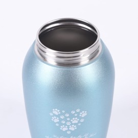 Paw Print Keepsake Urns - Cat & Dog Memorial Urns (Medium, Blue)