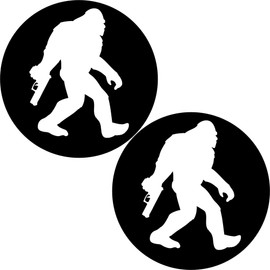 2X Bigfoot with Gun 3 Inch Stickers
