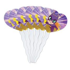 GRAPHICS & MORE DC Super Hero Girls Batgirl Heart Love Cupcake Picks Toppers Decoration Set of 6