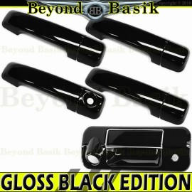 Torox For 2007-2013 Toyota Tundra CREW GLOSS BLACK 4 Door Handle COVERS+Tailgate w/Cam