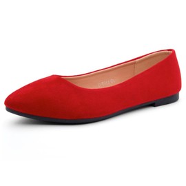 Herstyle Elina Women's Flats, Pointed Toe Ballet Flat Shoes, Slip-On Dressy Flats, Comfortable Casual Ballerina Shoes for Daily Wear, Work, Office, and Party, 1901Red, Size 9.0
