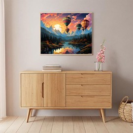 Hot Air Balloons Paint by Numbers Kit for Adults, Modern Aesthetic Paint by Number on Canvas, Abstract Art Digital Oil Painting Kits Suitable for Home Wall Decoration Gift 20" x 16"