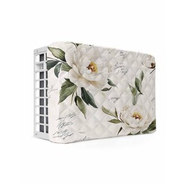 Vintage Floral Spring Indoor Air Conditioner Covers, Farmhouse Botanical Window AC Unit Cover with Drawstring Double Insulation, White Flowers Waterproof Air Conditioner Covers for Inside 25Lx18Hx3.5D