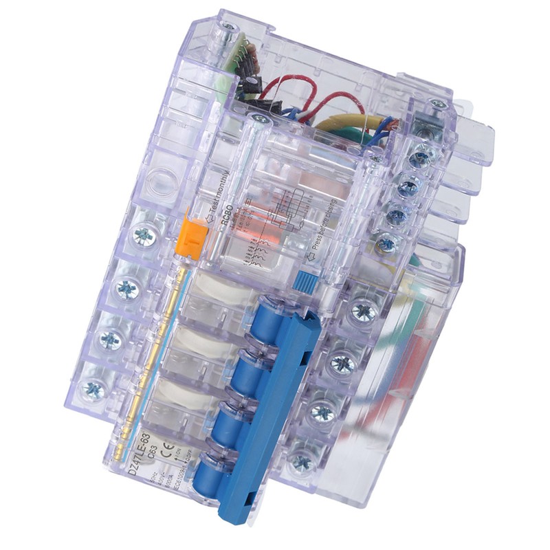 DZ47LE-63 2P C63 Small Circuit Breaker Transparent Household Earth Leakage