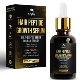 Elevate Multi-Peptide Hair Growth Serum Caffeine Biotin Peptide Density for Fuller Thicker Longer Natural Regrowth Vegan Scalp Oil Haircare Treatment - Quantity: 1 BOTTLE