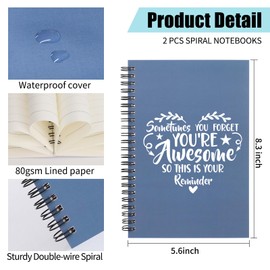 WHLBHG Inspirational Gift Sometimes You Forget You’re Awesome 2pcs Lined Spiral Notebook Appreciation Gift for Friend Teacher Coworker Motivational Notebook(Spiral-2Pcs REMINDER)