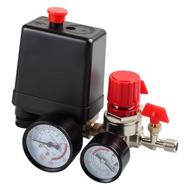 Air Compressor Pressure Switch Compressor, Pressure Regulator 220 V with 2 Pressure Gauge, Control Valve and Safety Valve, 90-120 PSI Compressed Air Compressor Replacement Parts, Regulator Compressor