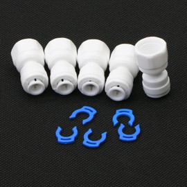 5 PCS White Tube Connect Quick Fitting Connector 1/4" PT to 1/4" OD for RO System Water Filter
