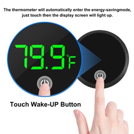 2Pcs Digital Aquarium Thermometer Fish Tank Digital LED Display Thermometer Fahrenheit Aquarium Temperature Sensor with LED Touch Screen for Aquarium Glass Containers Plant Reptile Turtle Tank-Black