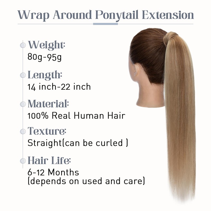 Rich Choices Ponytail Extension 100% Real Human Hair Wrap Around