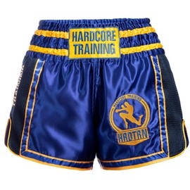 Hardcore Muay Thai - Pantalones cortos de combate para hombre, color azul, Azul, X-Small